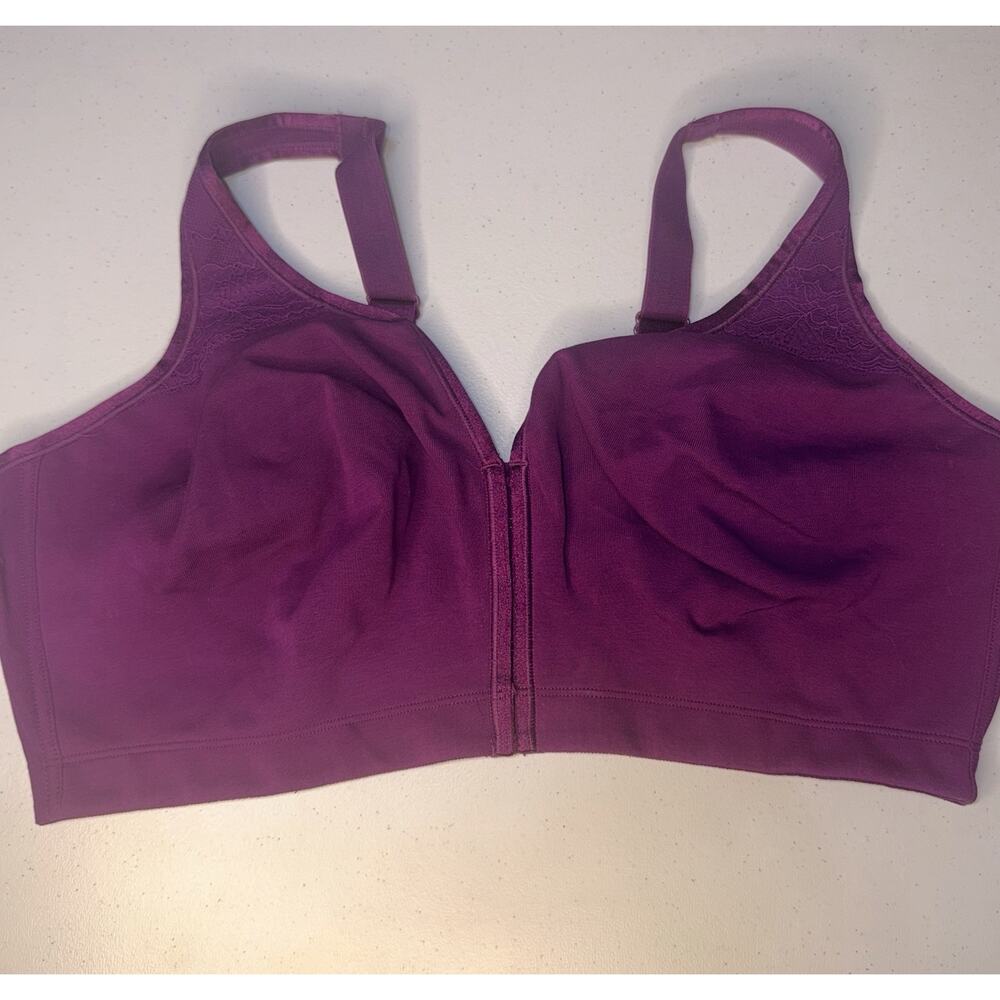 46DDD Catherine’s Intimates Cotton purple Bra Comfort Front Snaps